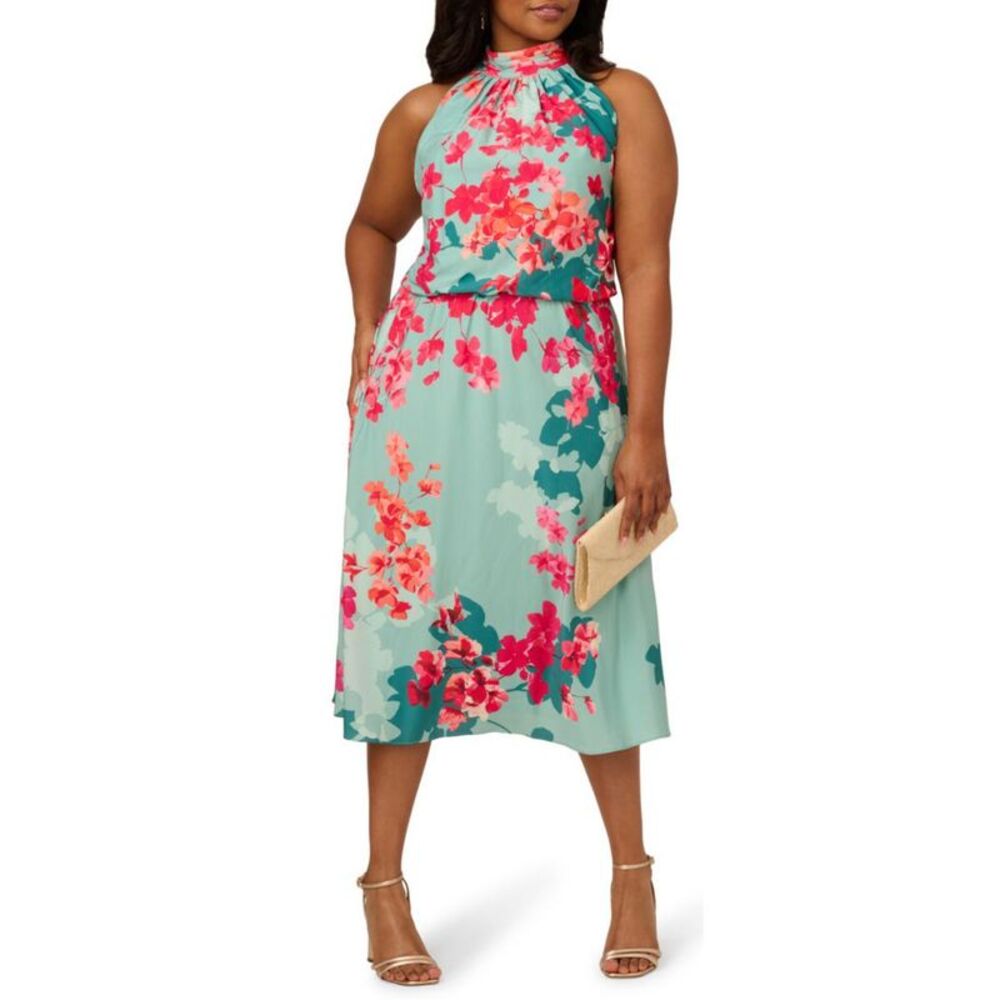 Adrianna Papell Floral Halter Dress - NWT
